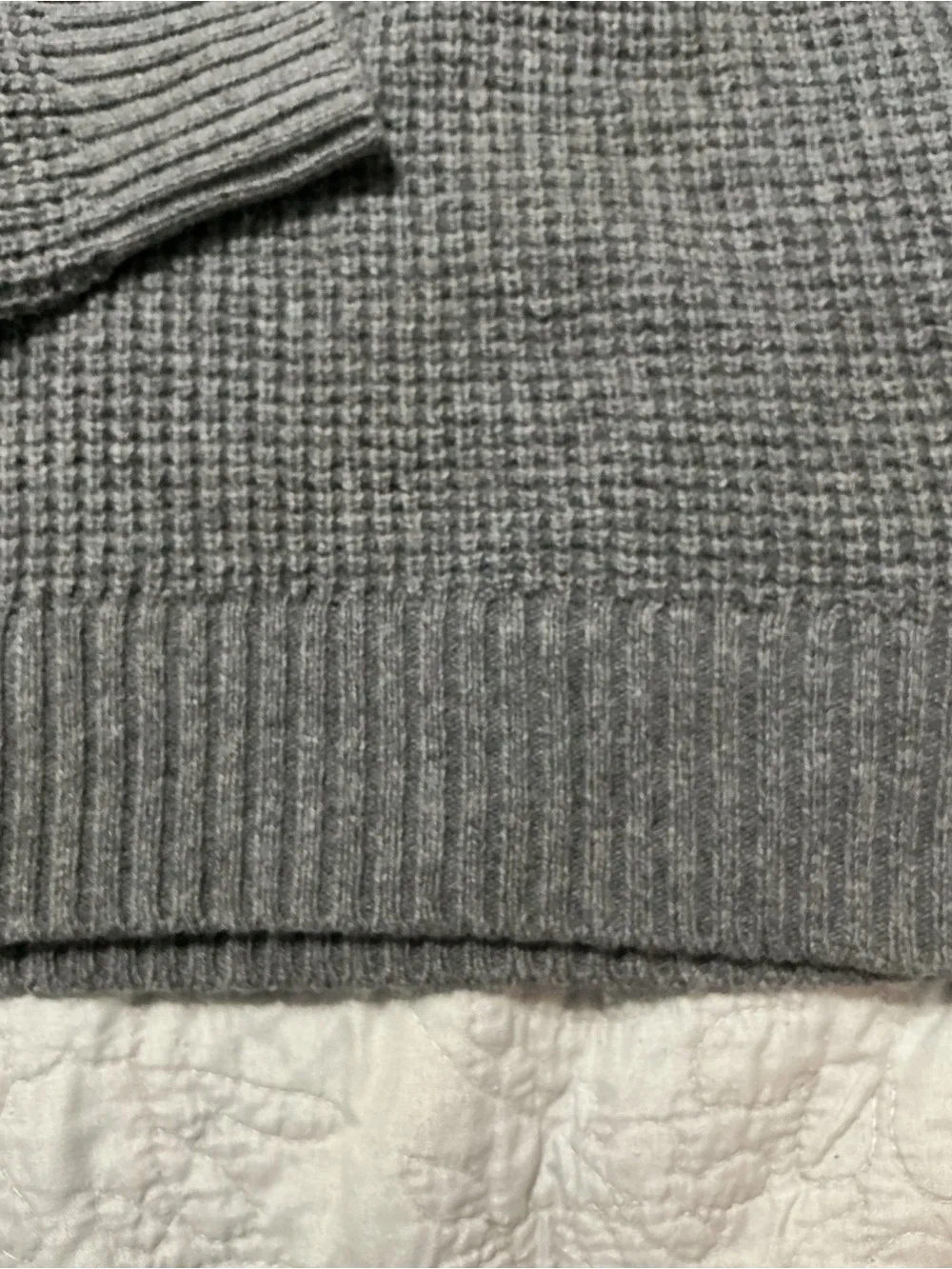 Banana Republic Merino Wool Waffle Knit Mock-Neck Henley Sweater Gray Size M